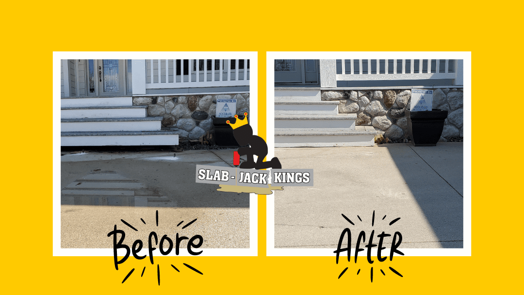 concrete driveway repair winnipeg manitoba slab-jack kings before and after