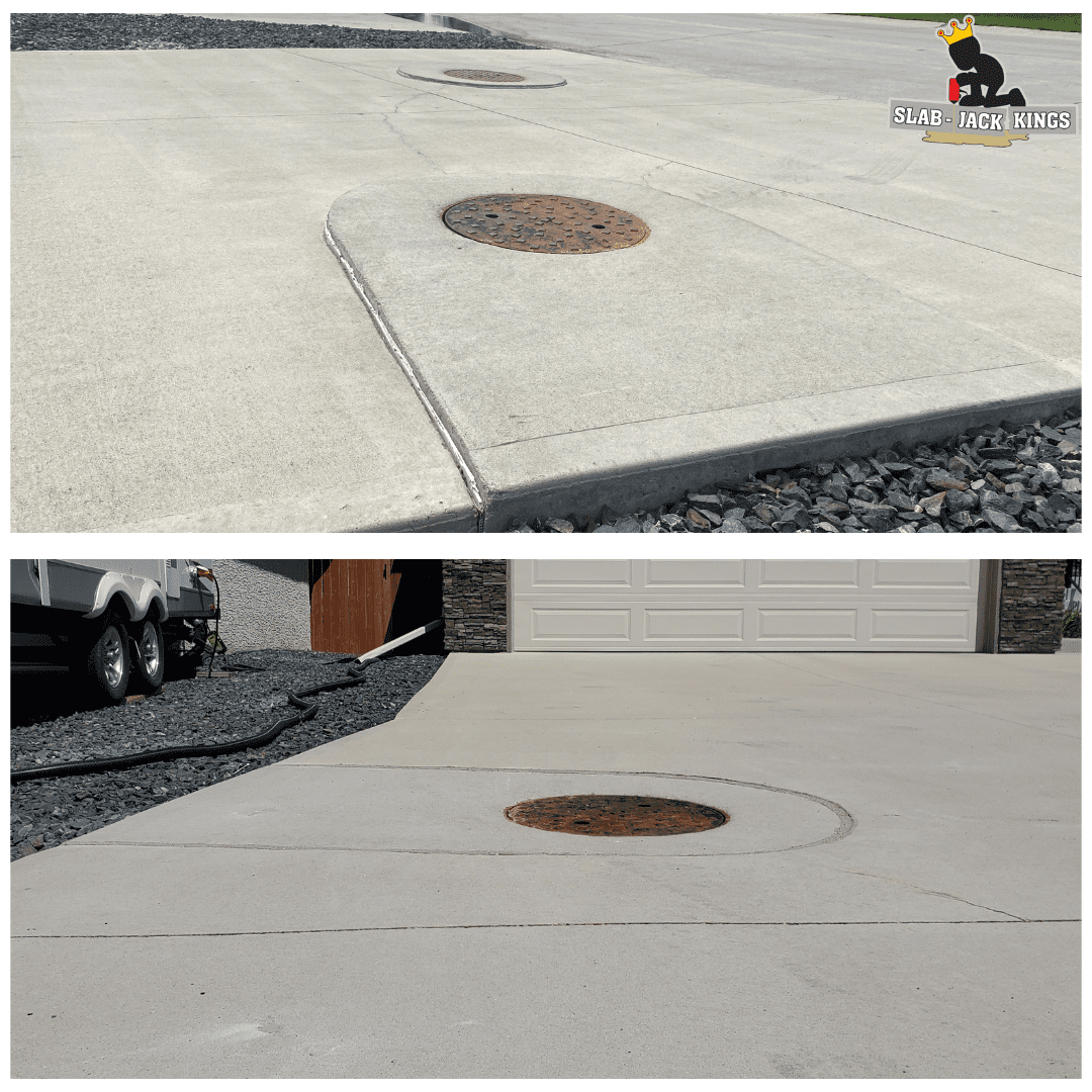 driveway lifting around manhole