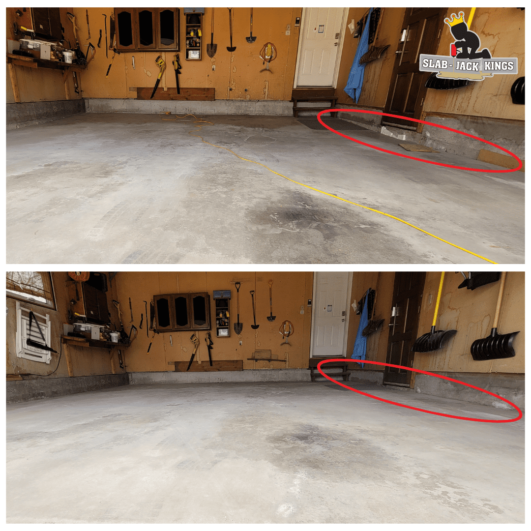 garage floor leveling before and after