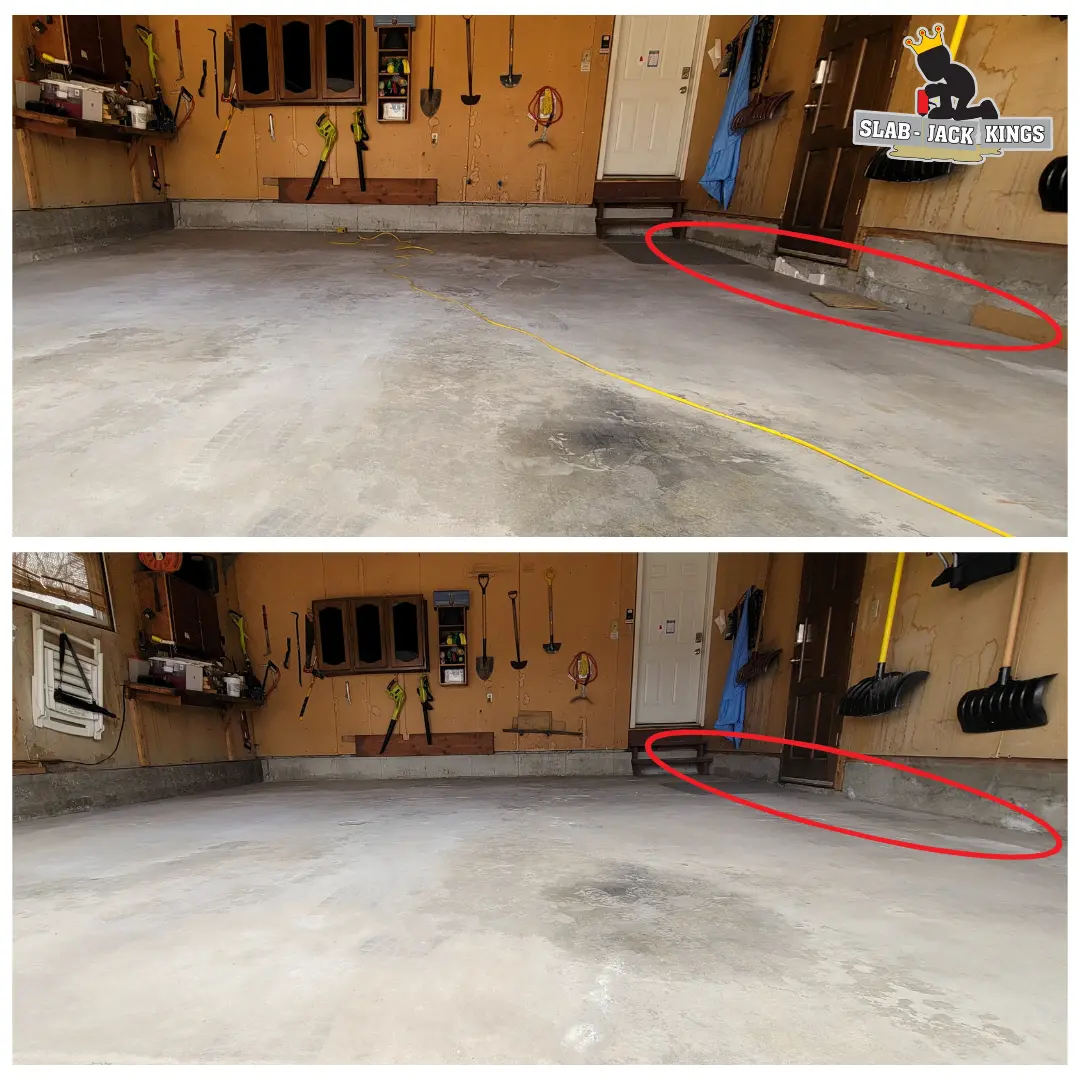 garage floor leveling before and after