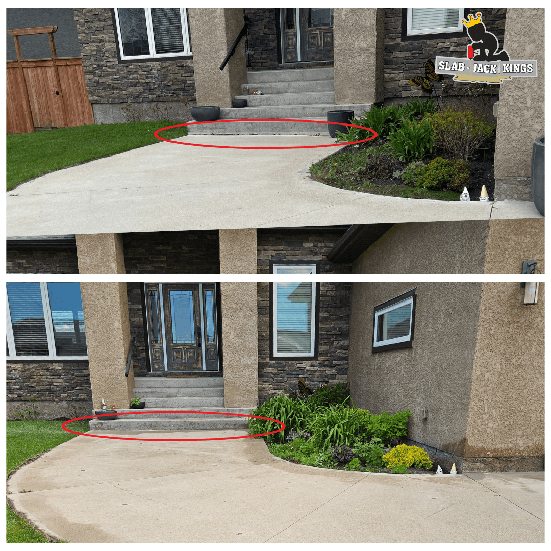 Concrete Leveling with Foam Sidewalk Before & After