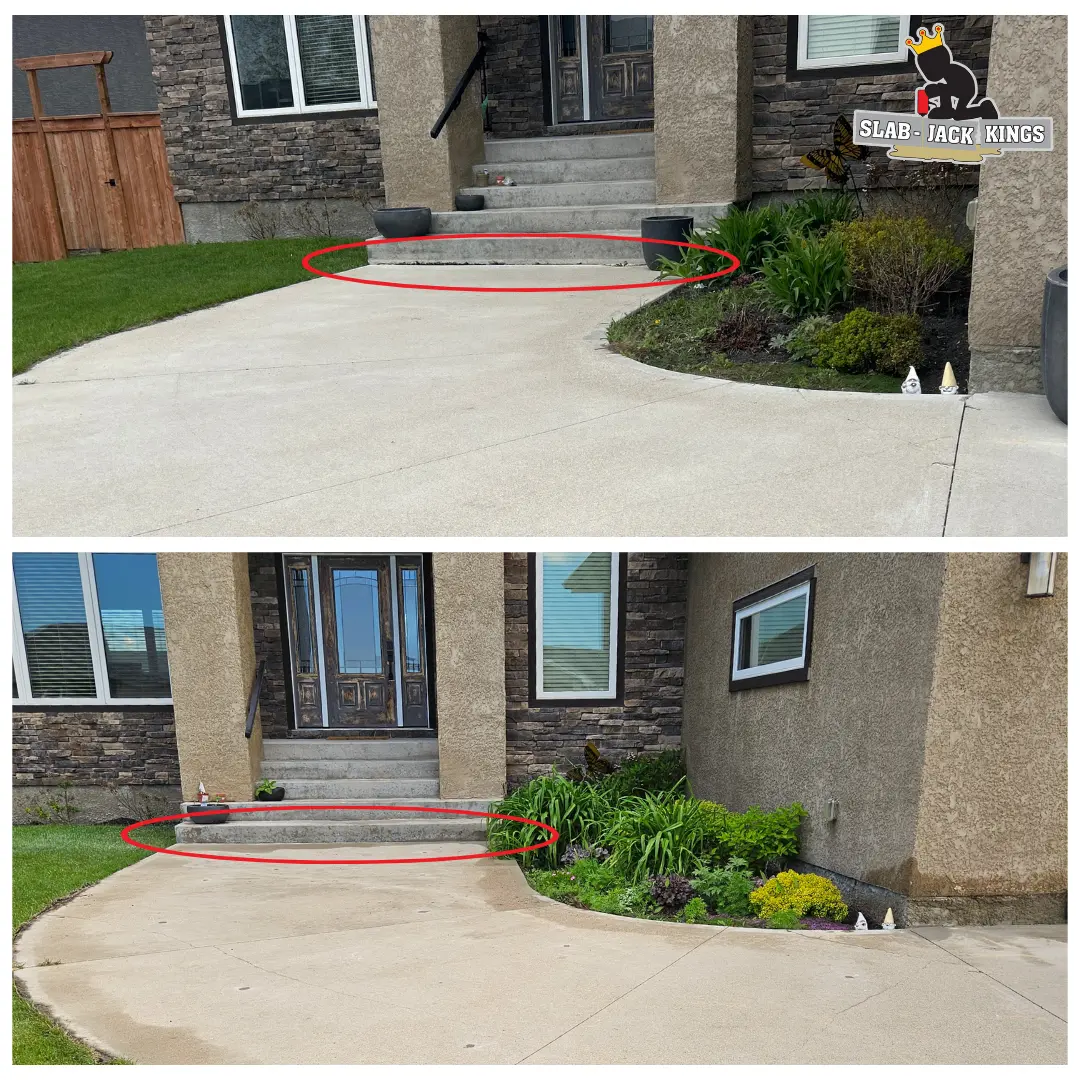 Concrete Leveling with Foam Sidewalk Before & After