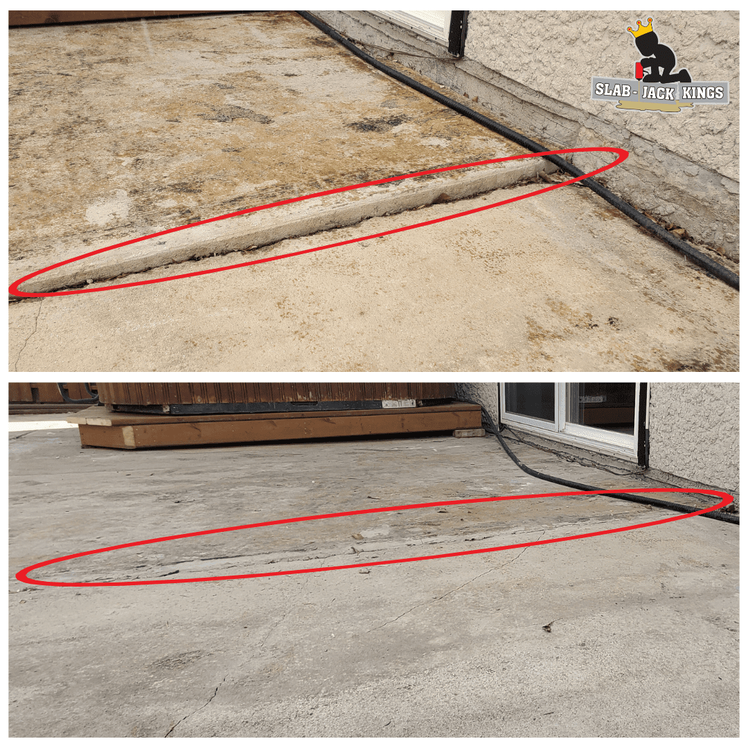 Concrete Patio Repair Next to Hottub Pad Before and After