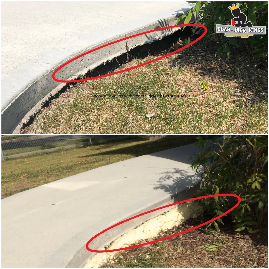 Repairing Sidewalks Concrete Before & After