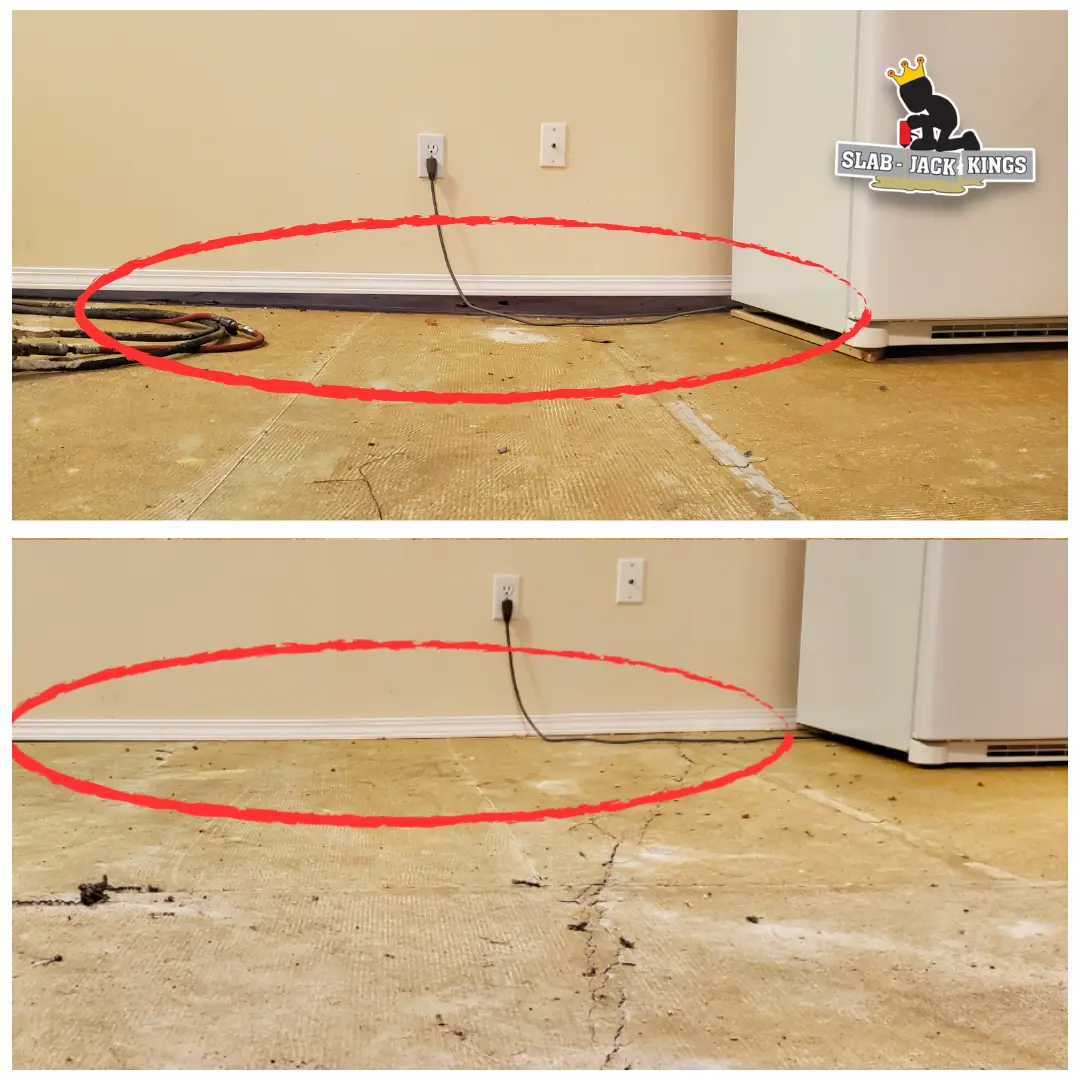 Sinking Basement Floor Before & After