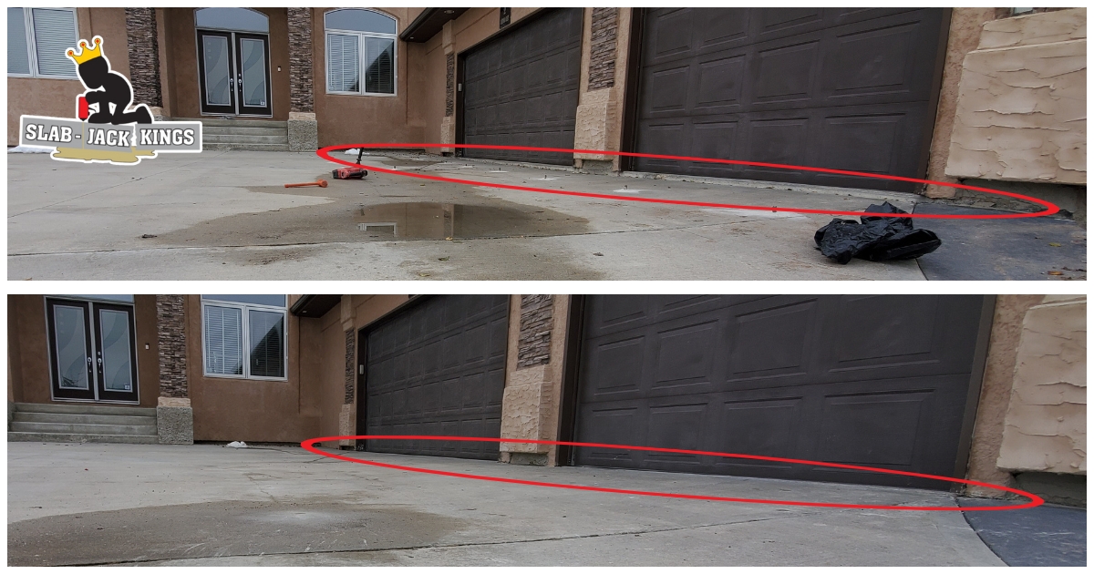 Concrete Lifting Driveway at Garage Approach – East Saint Paul, MB – Before & After