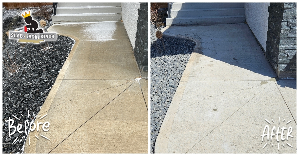 Sidewalk to Front Entrance – Before & After Concrete Lifting in Amber Trails, Winnipeg